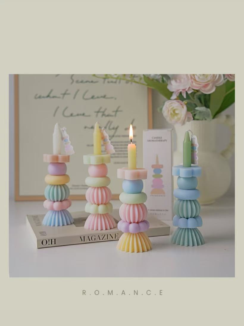 Home Fragrance Aromatherapy - Artisan Geometric Layered Fragrance Candle, Lovely